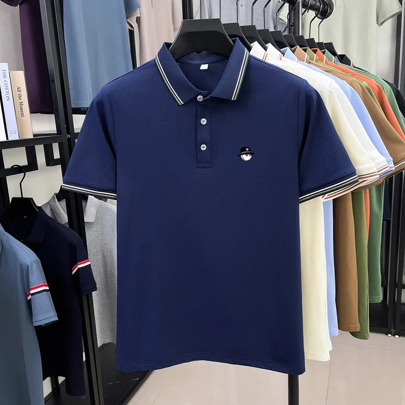 Luxurious design printed men's polo shirt business casual short sleeved T-shirt breathable comfortable fashionable high-end top