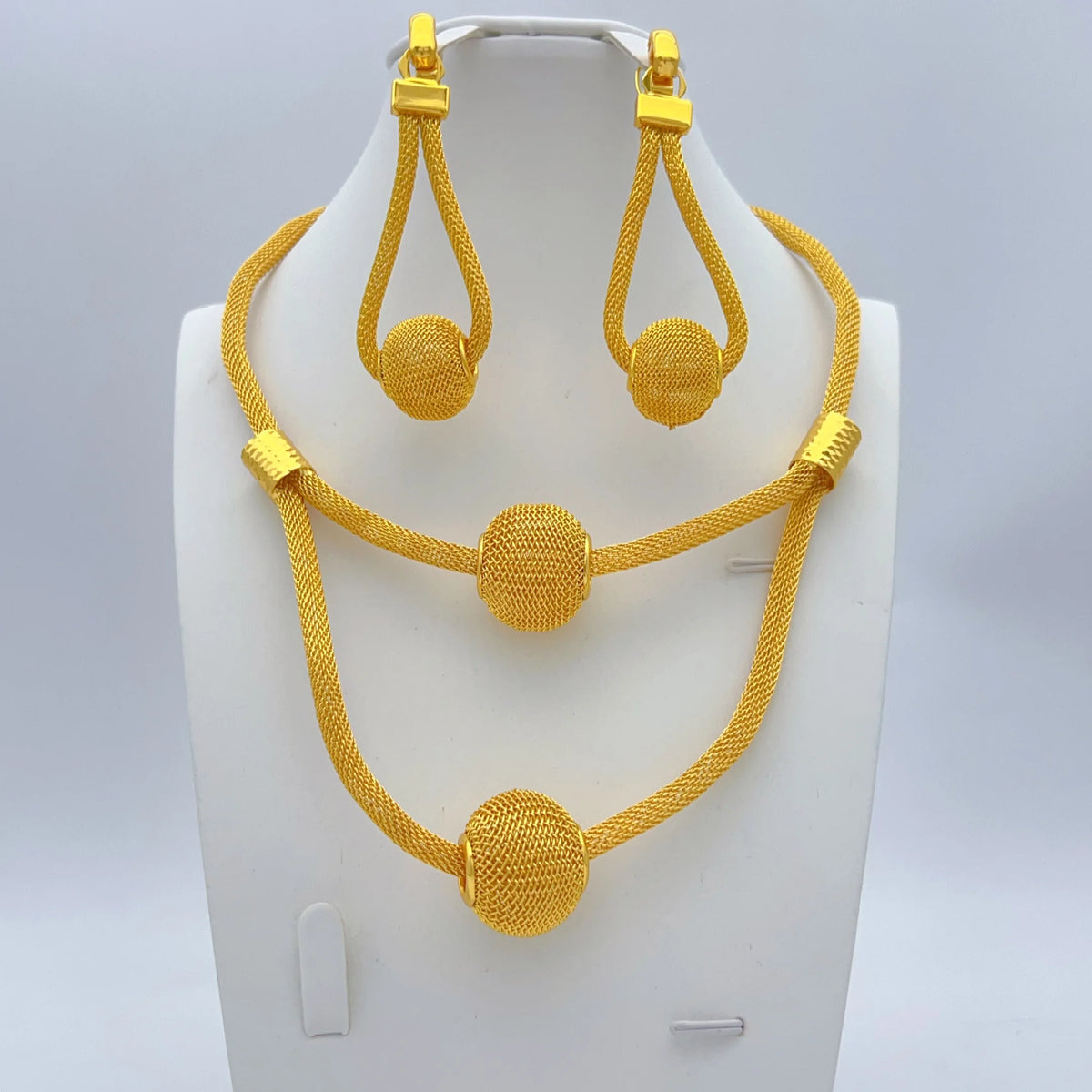 African Bead Jewelry Set For Women Dubai Indian Gold Plated Necklace Earrings Nigeria Bridal Wedding Party Gift Jewellery