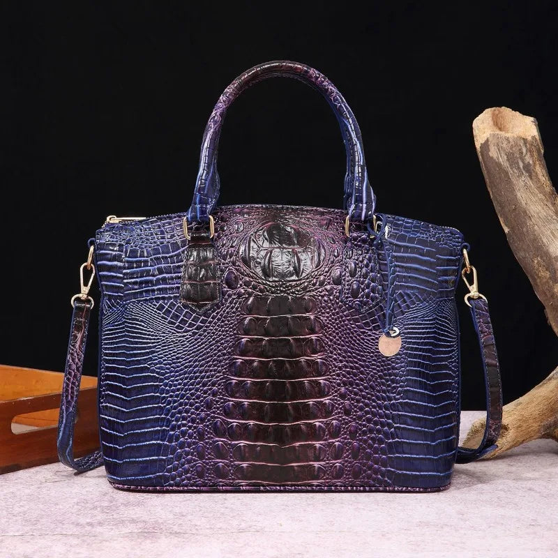 2025 Women's Crocodile Embossed Handbag Luxury Ombre Leather Purse Crossbody Shoulder Satchel Bag Gift