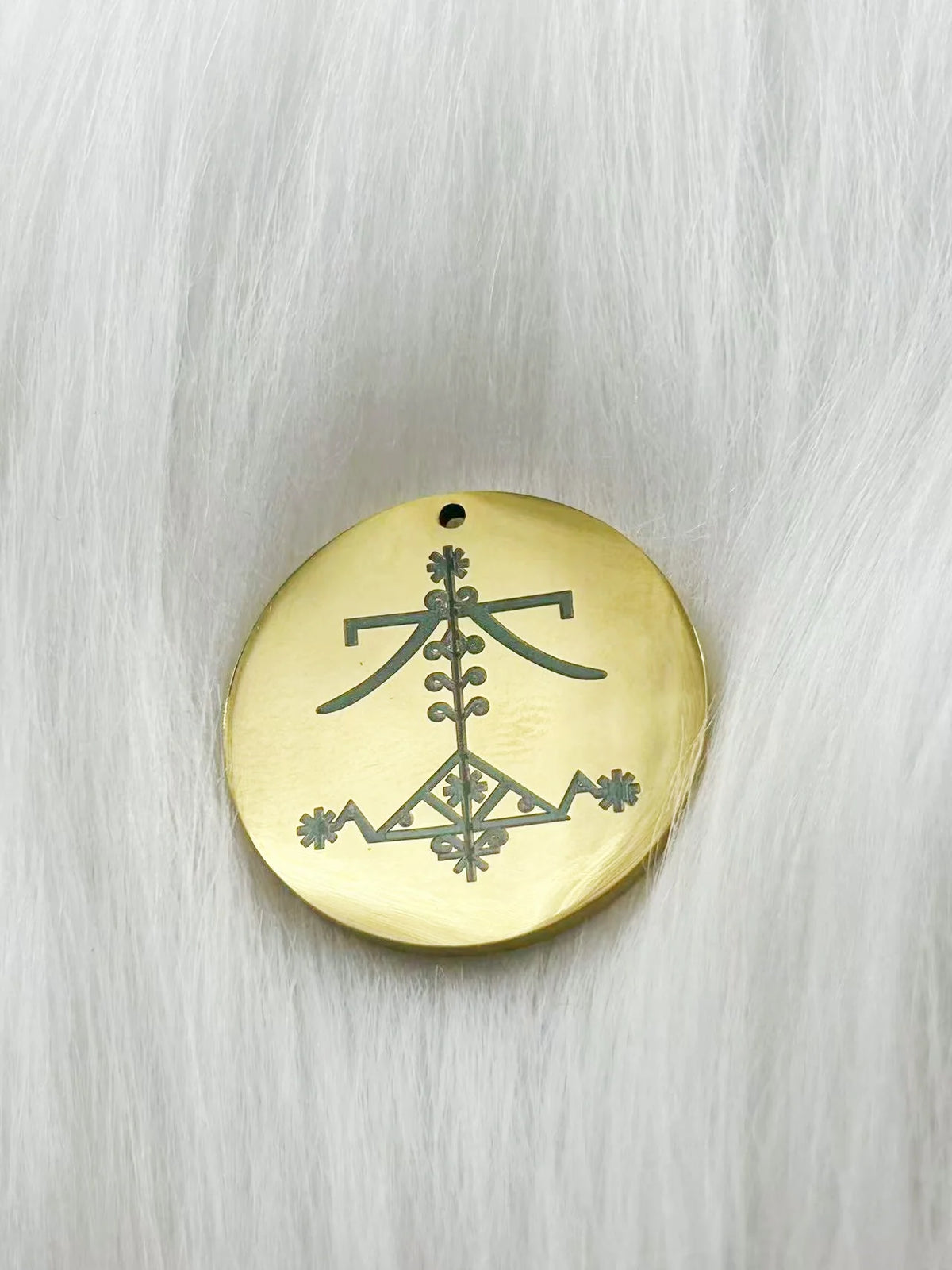WOUWU Stainless Steel Jewelry Voodoo Veve Symbols Sigil Charm Vodou Lwa Loa Laser Engraving Amulet Talisman Pendant Necklace