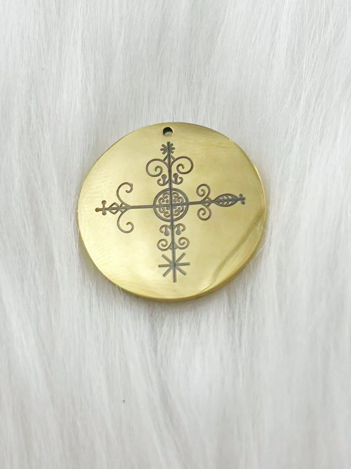 WOUWU Stainless Steel Jewelry Voodoo Veve Symbols Sigil Charm Vodou Lwa Loa Laser Engraving Amulet Talisman Pendant Necklace