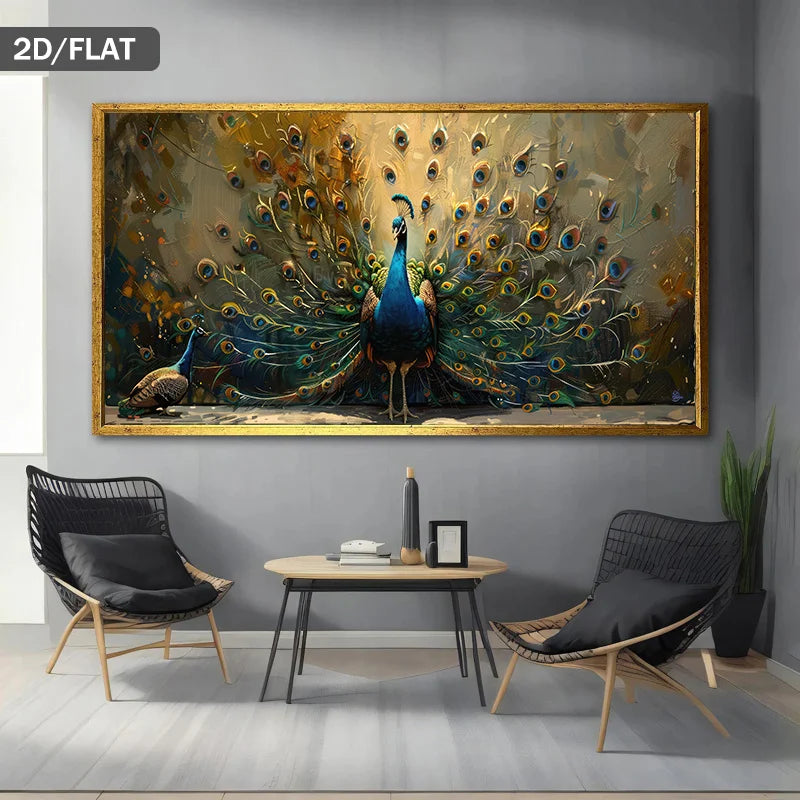 1pc Modern Abstract Canvas Prints Peacock Feathers Poster Painting Wall Art for Living Room Bedroom Frameless Animals Home Decor