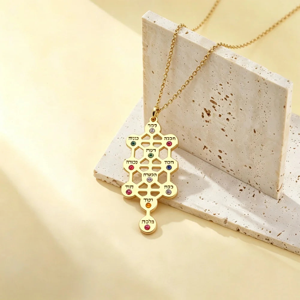 Kabbalah Necklace Ten Sephiroth Pendant Jewish Inspired Jewerly Gift for Kabbalah Tree of Life Mysticsm Jewish