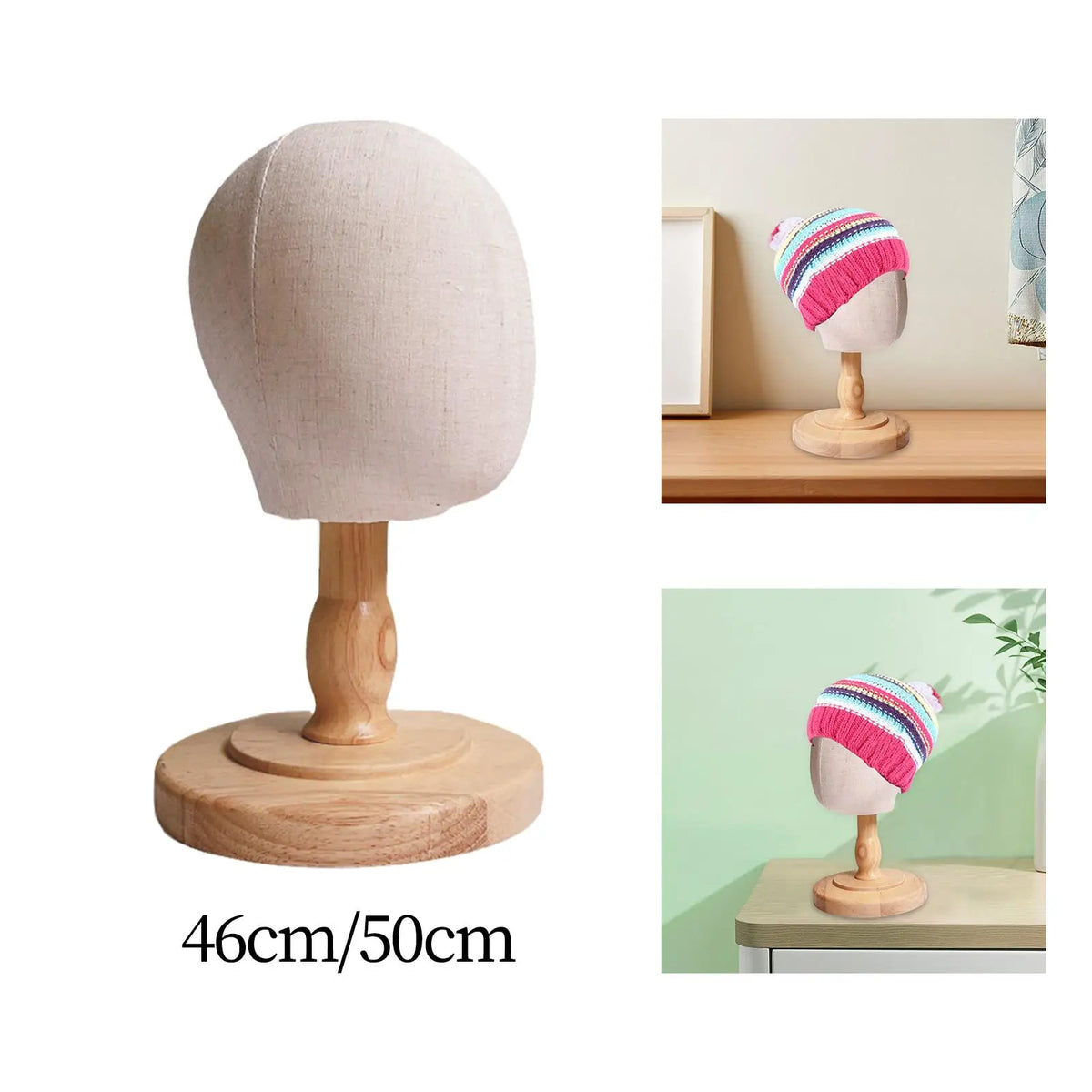 Wig Stand for Kids with Detachable Wood Stand Multipurpose Mannequin Head Hat Display Holder Dome Model Head for Household Salon