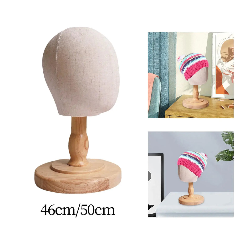 Wig Stand for Kids with Detachable Wood Stand Multipurpose Mannequin Head Hat Display Holder Dome Model Head for Household Salon
