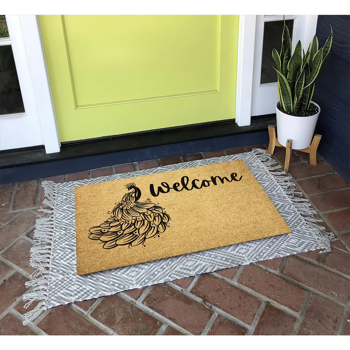 Peacock Welcome Doormat Rubber Non-Slip Funny Welcome Mats for Entryway Door Mat Indoor Outdoor Waterproof Floor Foot Mat