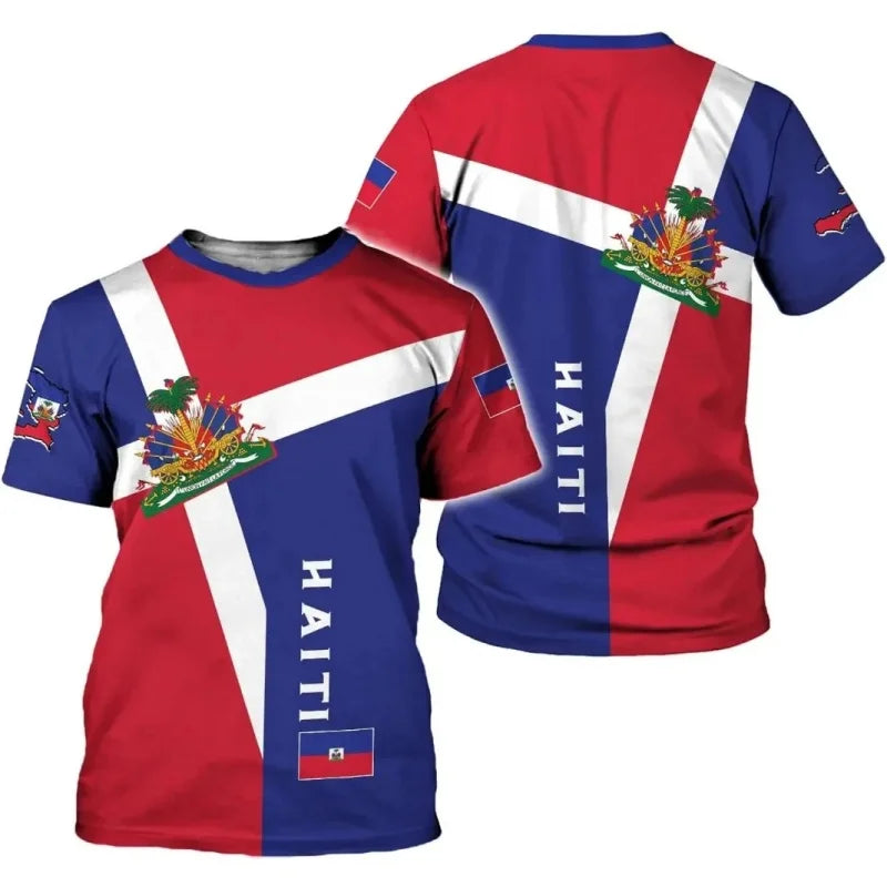 Haiti national emblem pattern 3D The flag of Haiti sport Quickdry Breatha menT-shirt Outdoor team training parent-childclothing