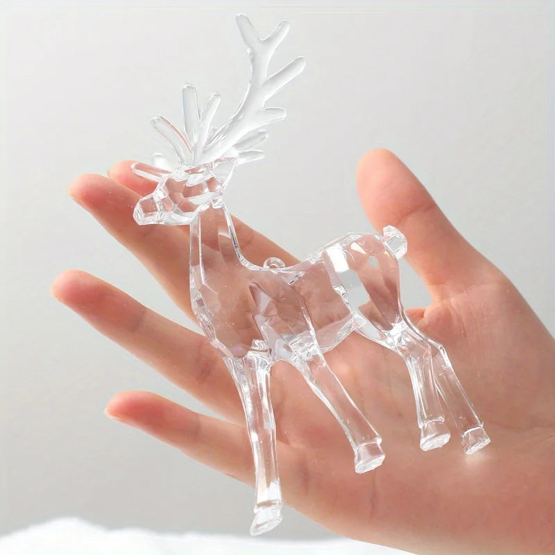 Plastic Crystal Deer Figurines Transparent Reindeer Desktop Ornament Christmas Decoration Desk Accessories Furniture for Display