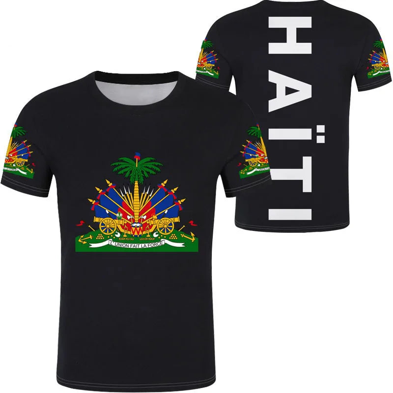 HAITI Flag National Emblem T-Shirts 3D Printed Men T Shirt Summer Fashion Casual Sport Tees Tops Clothing Breath Plus Size Tees