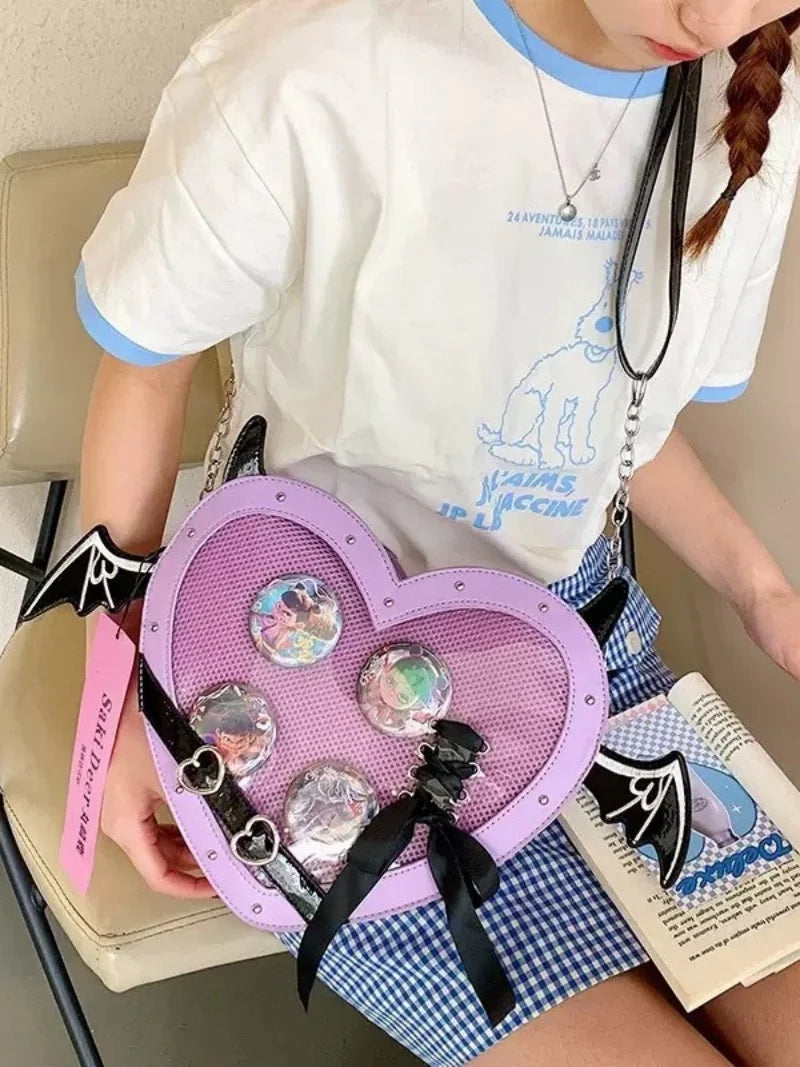Original small appetite love pain bag y2k wind anime messenger bag small design girl shoulder bag