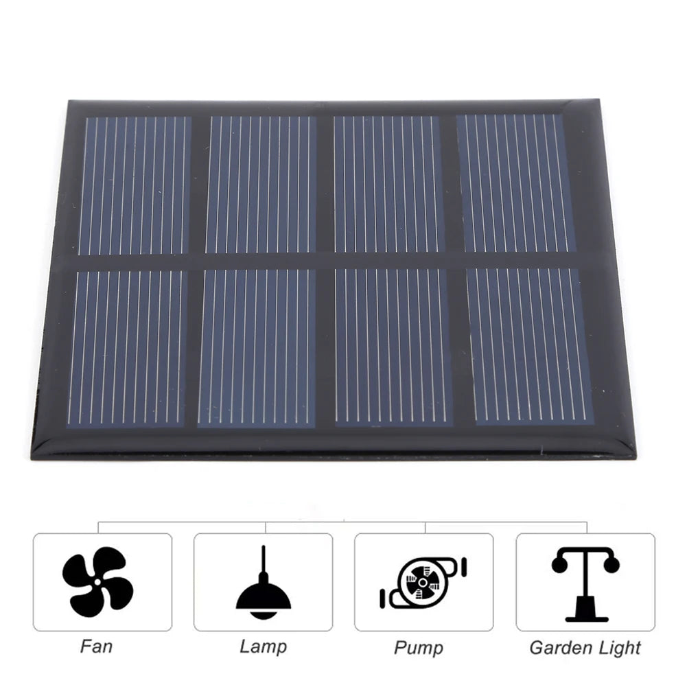 3W 2V Solar Panel Charger Polycrystalline Portable Solar Battery Charger Scratchproof Courtyard Lighting for 1.5V-2V Batteries