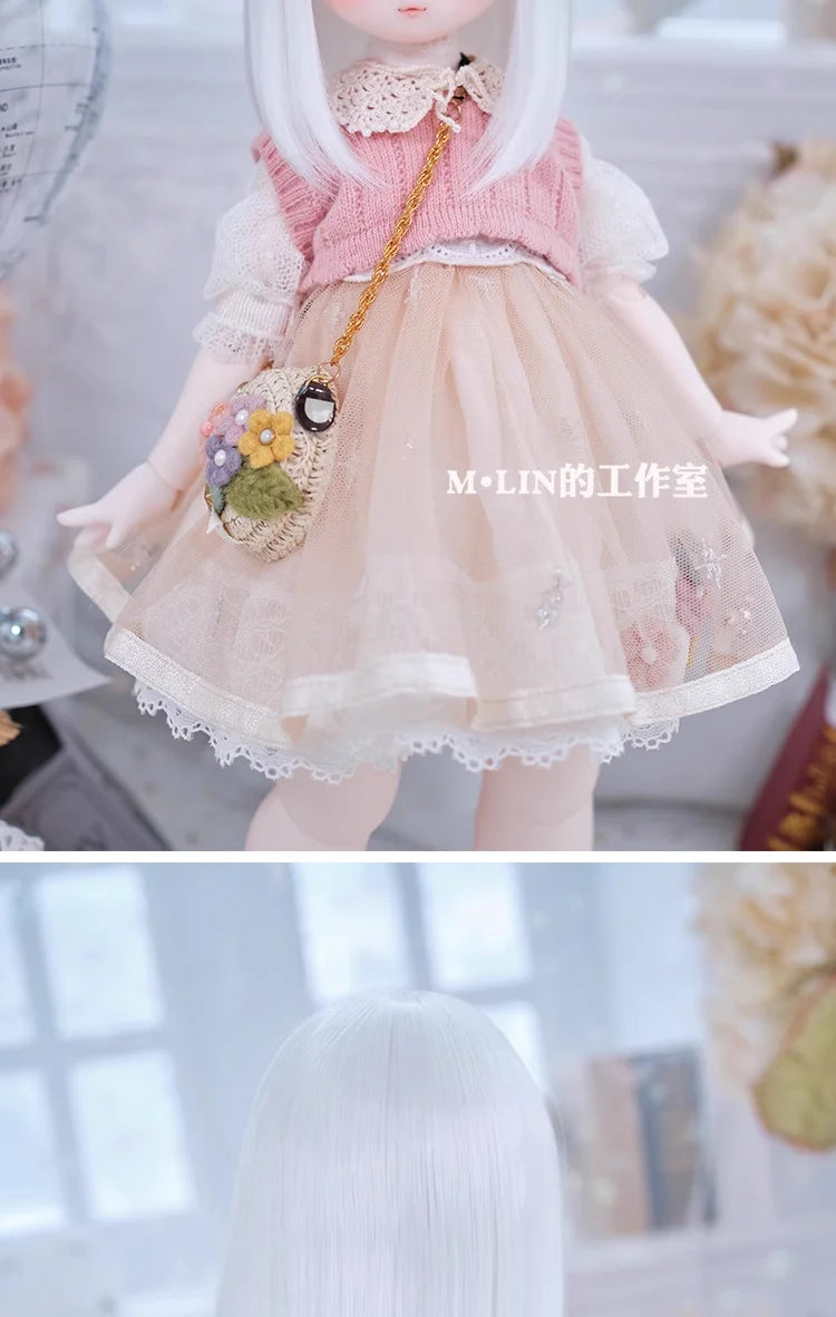 Wigs High Temperature Short Straight Hair For 1/3 1/4 MSD MDD Doll Hair Accessories Girls DIY Gift