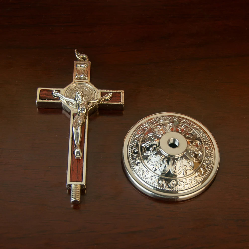 Catholic Cross Saint Benedict Cross 3.5In Gold Silver Plated Alloy Craft Church Spiritual Gift Religious Decor