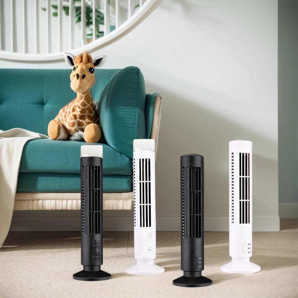 LED Tower Fan No Leaf Air Conditioner 2 Gear Speed USB Bladeless Fan Portable Electric Floor Fan for Living Room Bedroom