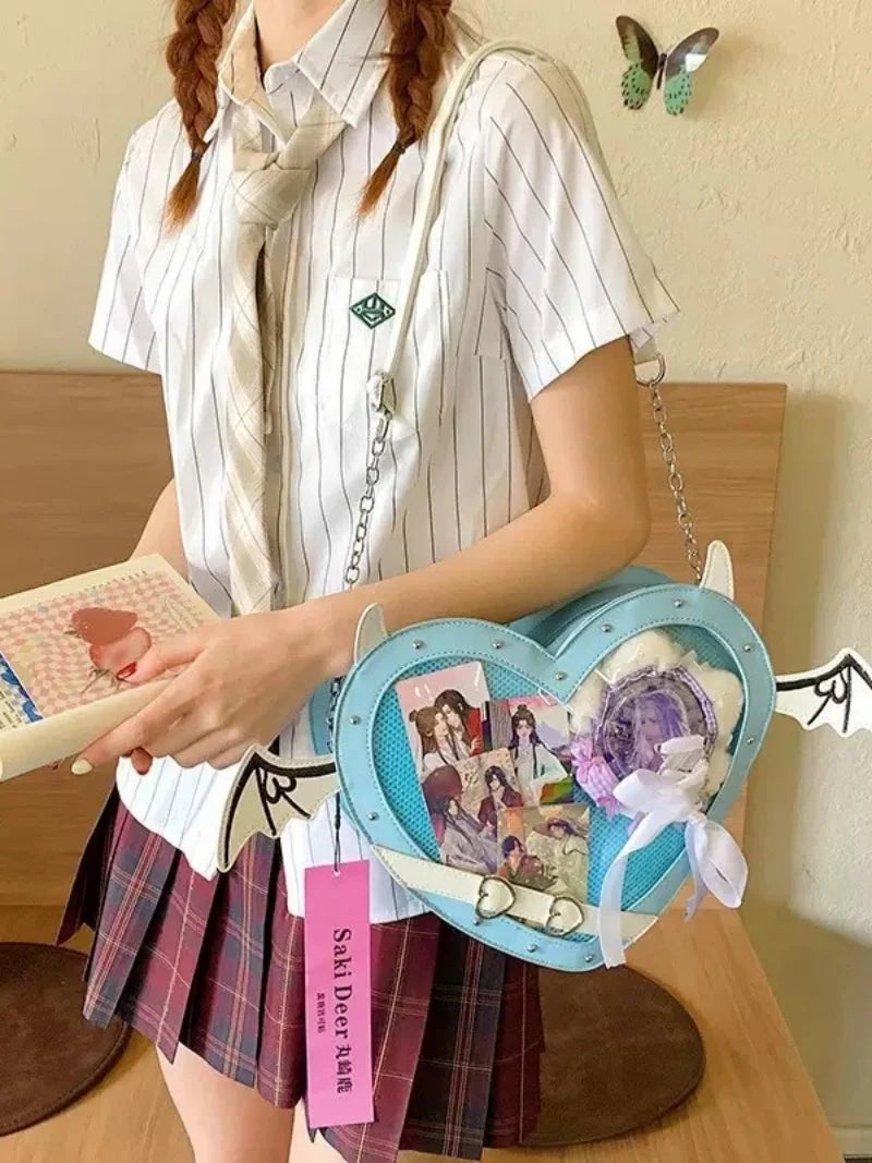 Original small appetite love pain bag y2k wind anime messenger bag small design girl shoulder bag