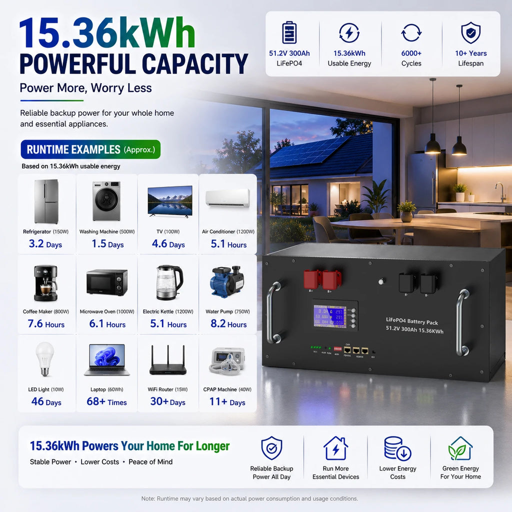 LiFePO4 48V 300Ah 15Kwh Battery 51.2V 100Ah 200Ah 120Ah 150Ah Lithium battery 6000 Cycles 48V Solar Energy Storage Akku EU STOCK