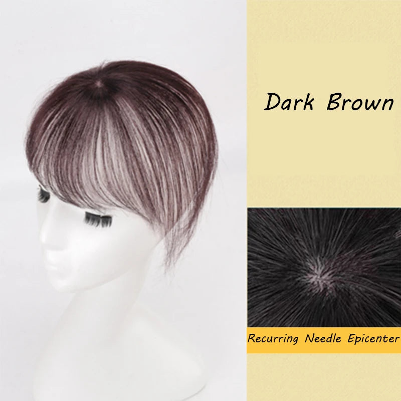 Wig Air Bangs Wig Piece Female Ultra-Thin Qi Bangs Without Trace 5X5CM Women Toupee With a Cut Bang Silk Skin Base Fringe