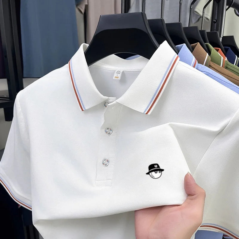 Luxurious design printed men's polo shirt business casual short sleeved T-shirt breathable comfortable fashionable high-end top