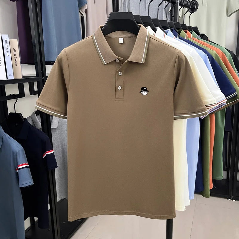 Luxurious design printed men's polo shirt business casual short sleeved T-shirt breathable comfortable fashionable high-end top