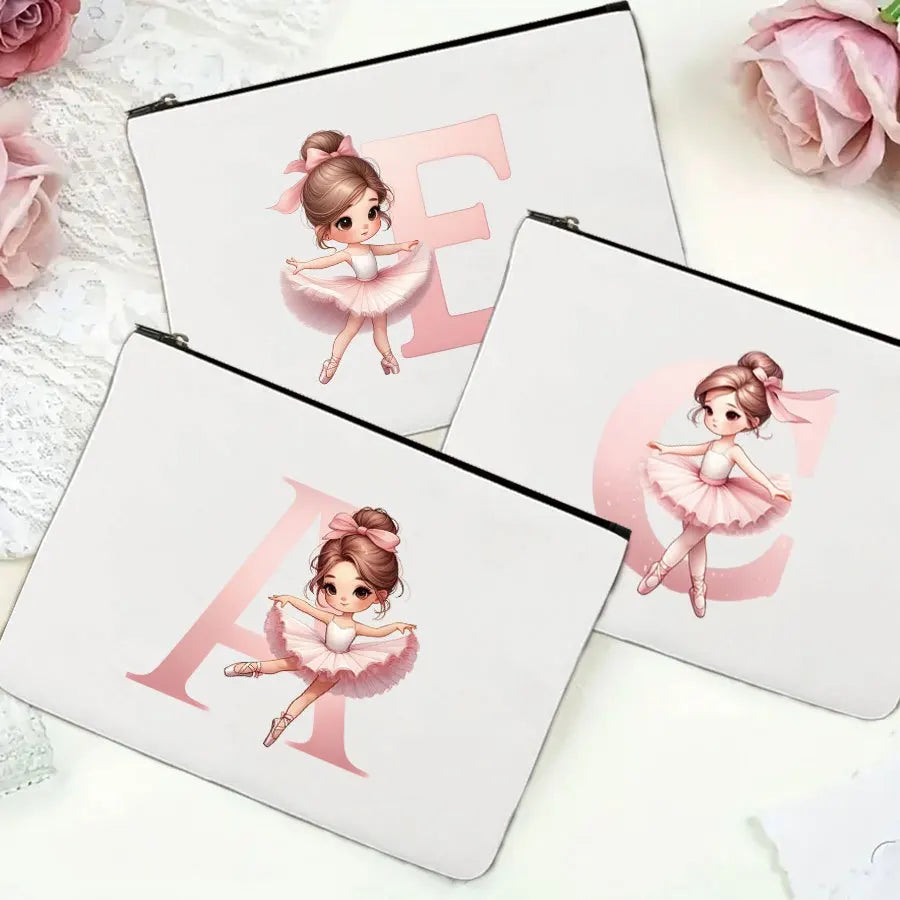 Balle Girl Printed Cosmetic Bag Women 26 Letters Alphabet Make Up Bag Portable Travel Bags Organizer Pouch Handbags Zipper Purse