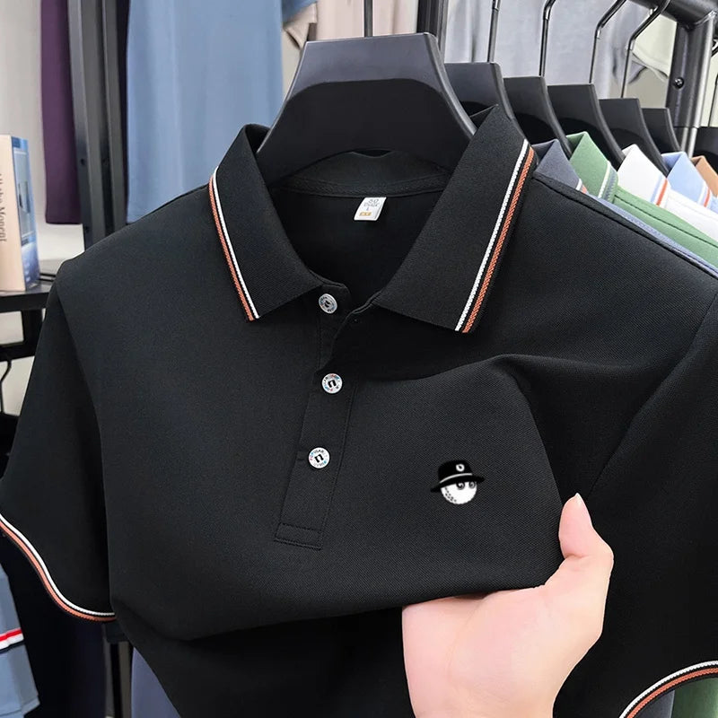 Luxurious design printed men's polo shirt business casual short sleeved T-shirt breathable comfortable fashionable high-end top