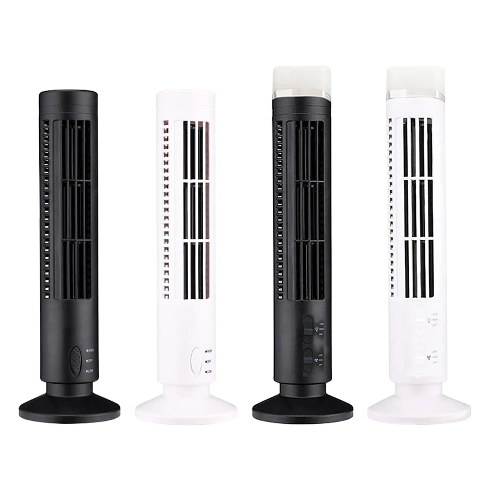 LED Tower Fan No Leaf Air Conditioner 2 Gear Speed USB Bladeless Fan Portable Electric Floor Fan for Living Room Bedroom