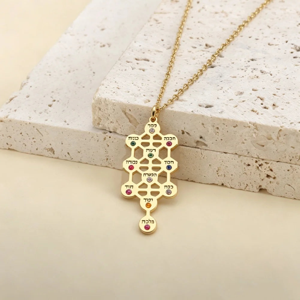 Kabbalah Necklace Ten Sephiroth Pendant Jewish Inspired Jewerly Gift for Kabbalah Tree of Life Mysticsm Jewish
