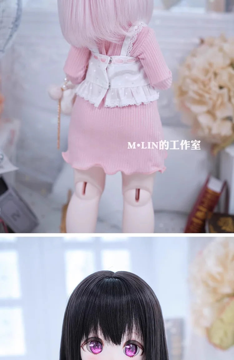 Wigs High Temperature Short Straight Hair For 1/3 1/4 MSD MDD Doll Hair Accessories Girls DIY Gift