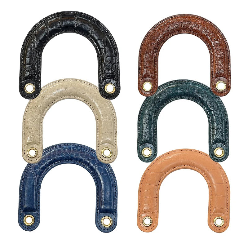 2pcs PU Leather Bag Handles Handmade Handbag Strap Purse Handles Short Bag Belt DIY Bag Replacement Accessories