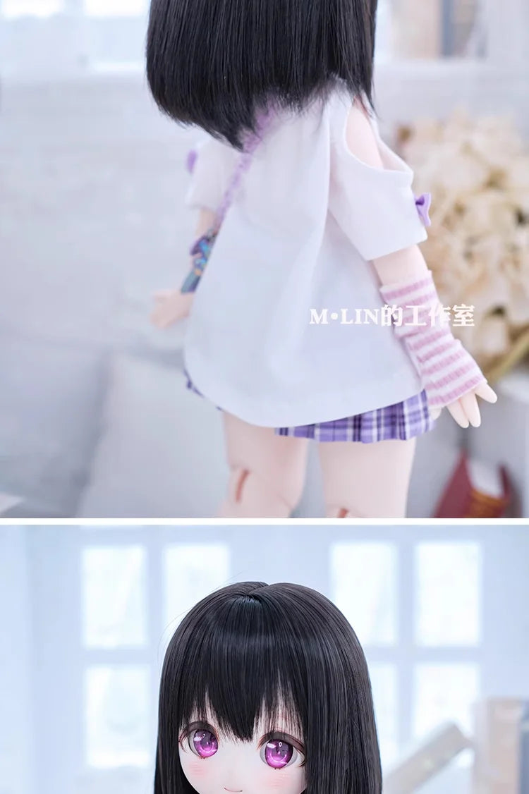 Wigs High Temperature Short Straight Hair For 1/3 1/4 MSD MDD Doll Hair Accessories Girls DIY Gift