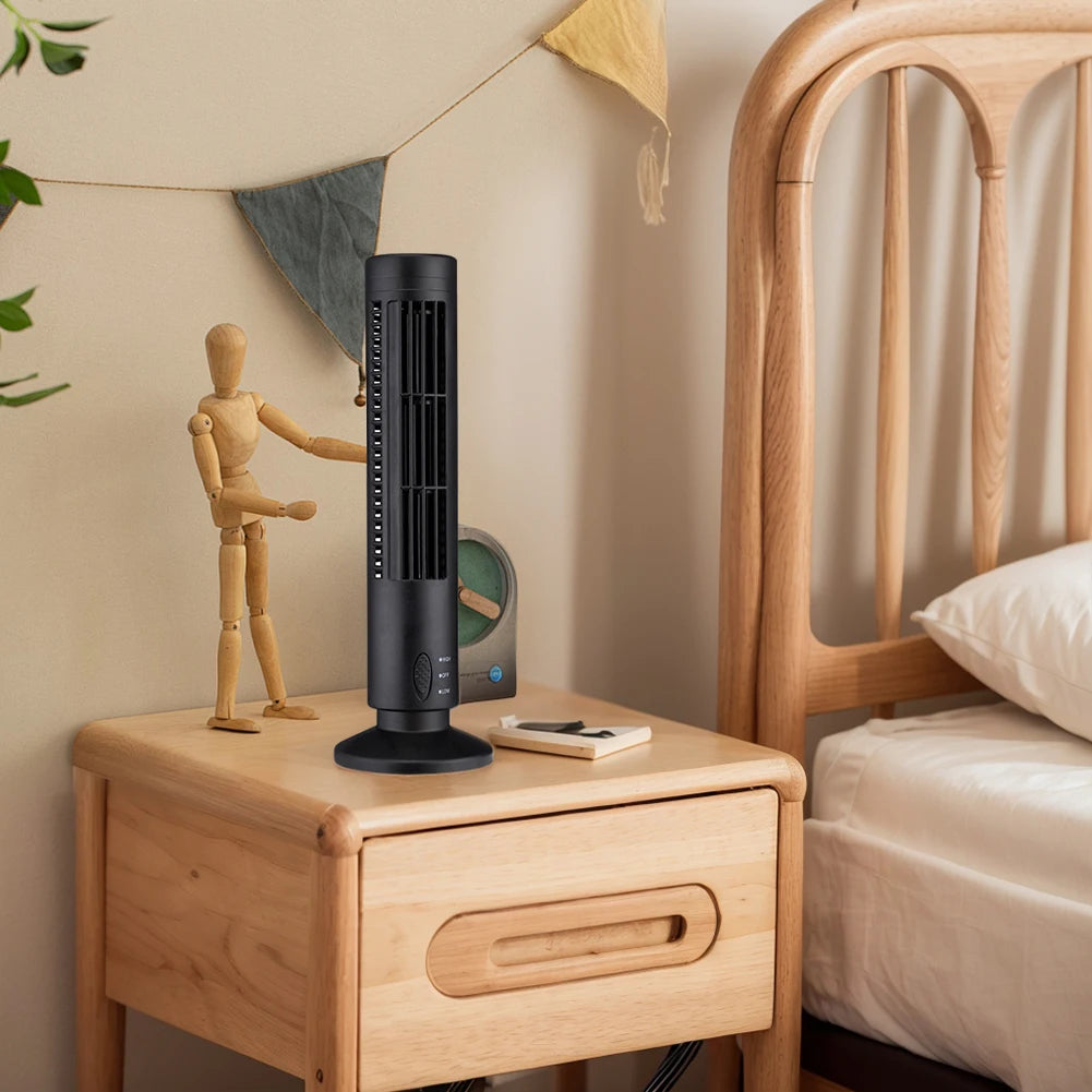 LED Tower Fan No Leaf Air Conditioner 2 Gear Speed USB Bladeless Fan Portable Electric Floor Fan for Living Room Bedroom