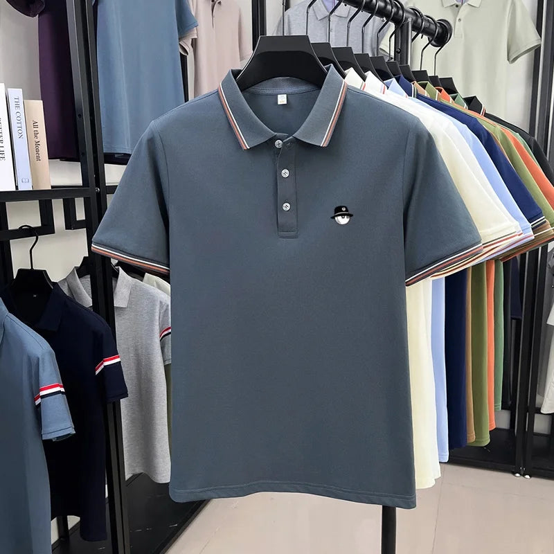 Luxurious design printed men's polo shirt business casual short sleeved T-shirt breathable comfortable fashionable high-end top