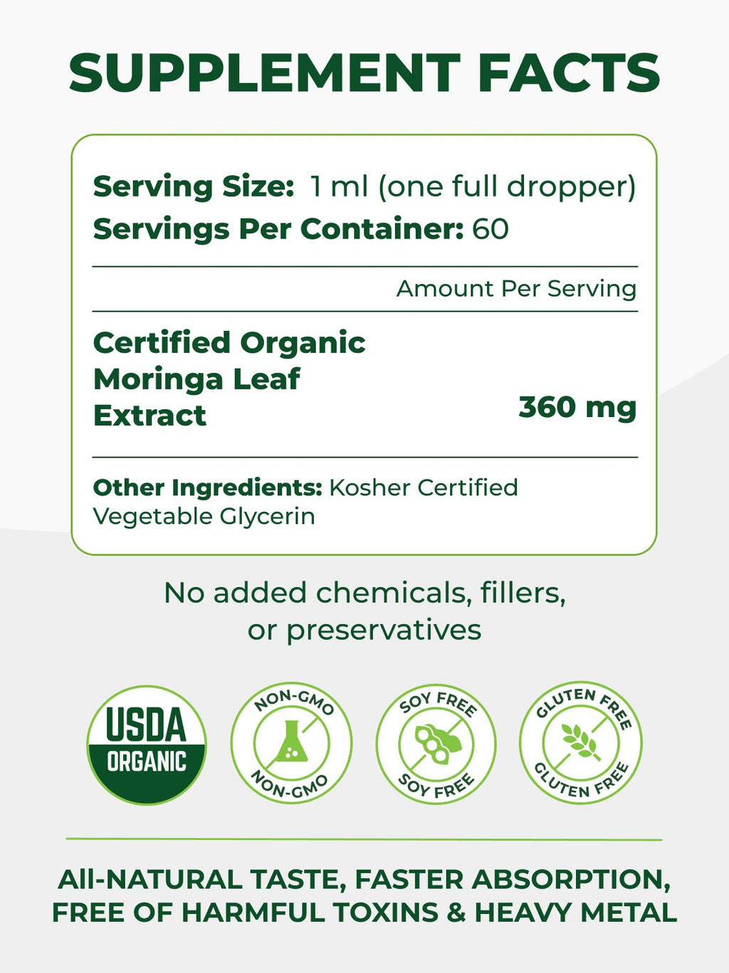 Moringa Leaf Extract Drops Pura Vida 2fl oz (60ml)