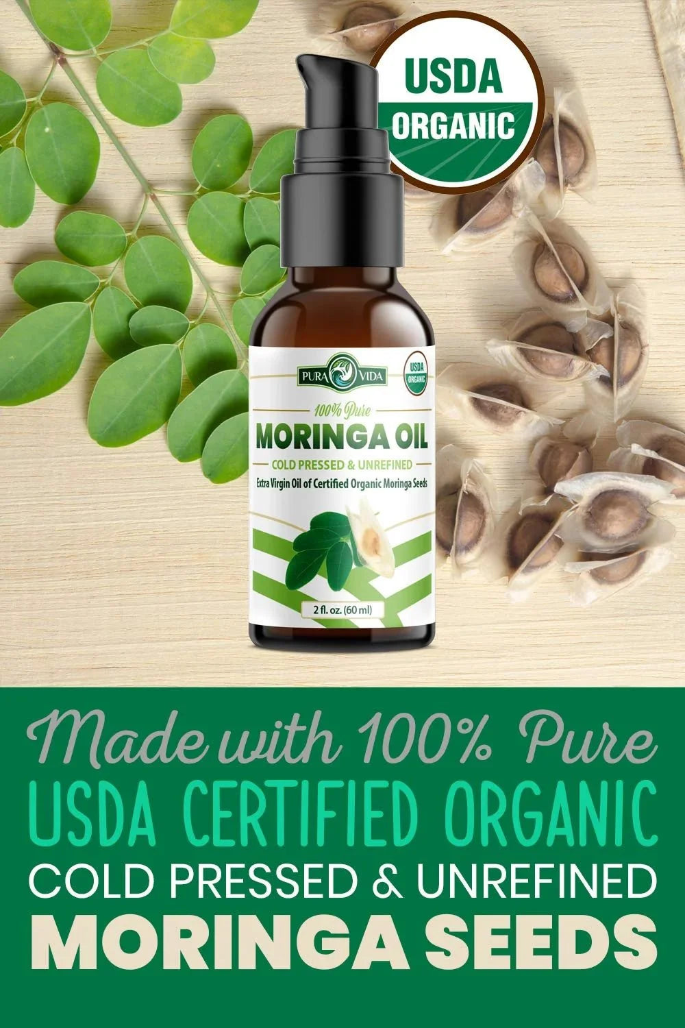 Organic Moringa Seed Oil Pura Vida 2oz/4oz