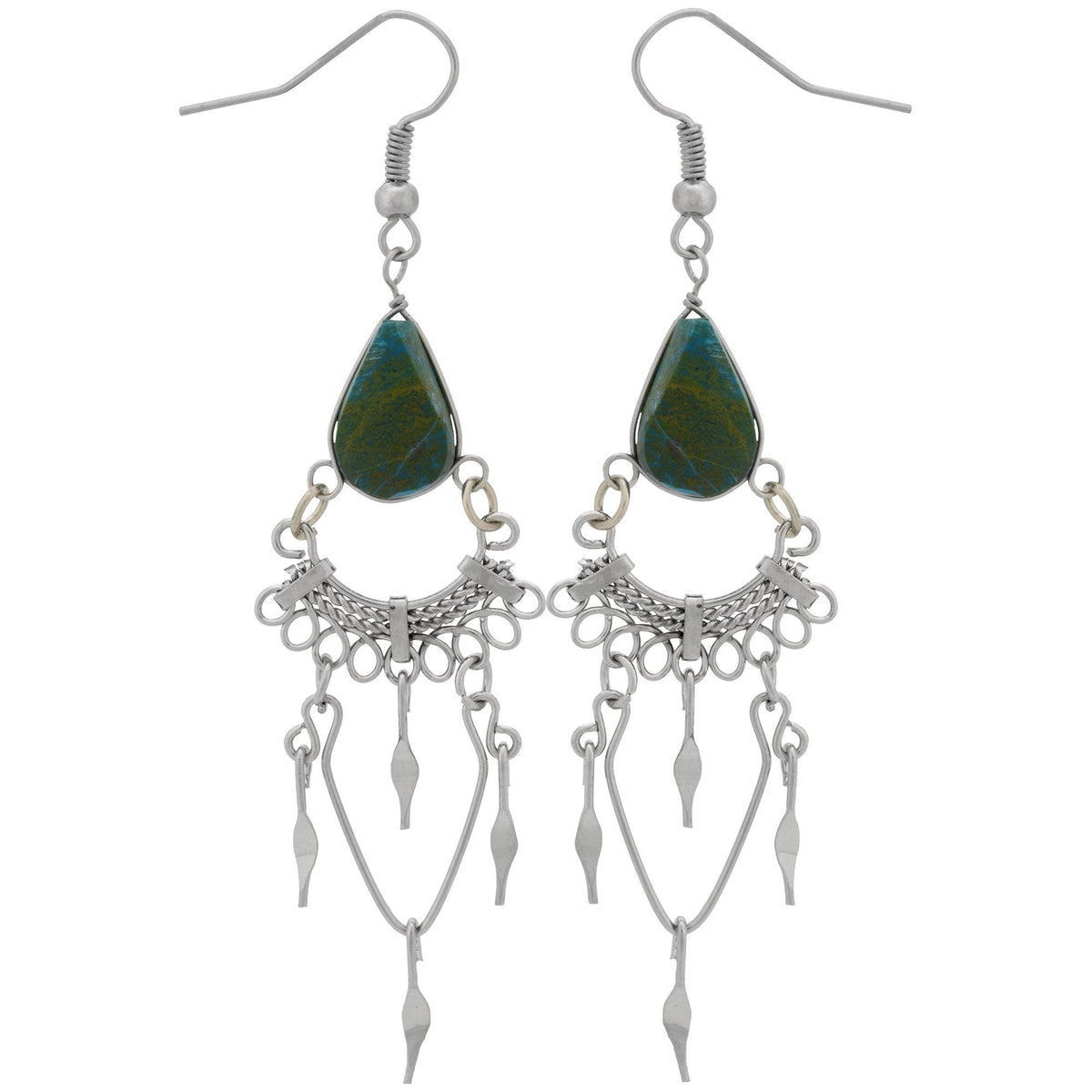 Swirls Chandelier Stone Earrings